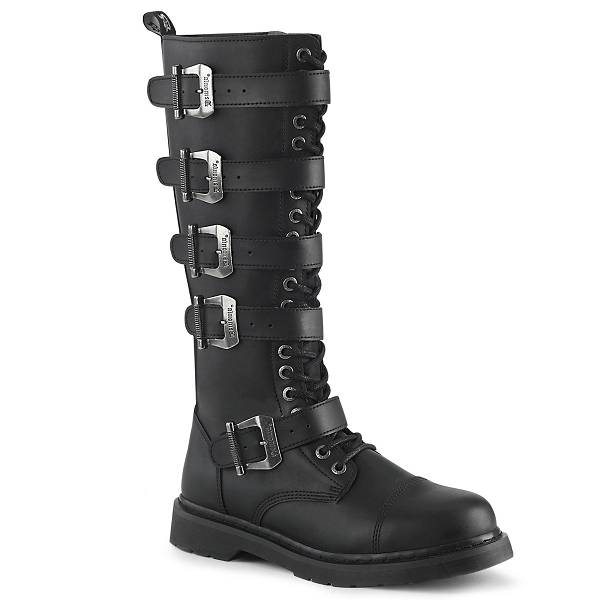 Demonia Bolt-425 Black Vegan Leather Stiefel Herren D571-483 Gothic Kniehohe Stiefel Schwarz Deutschland SALE